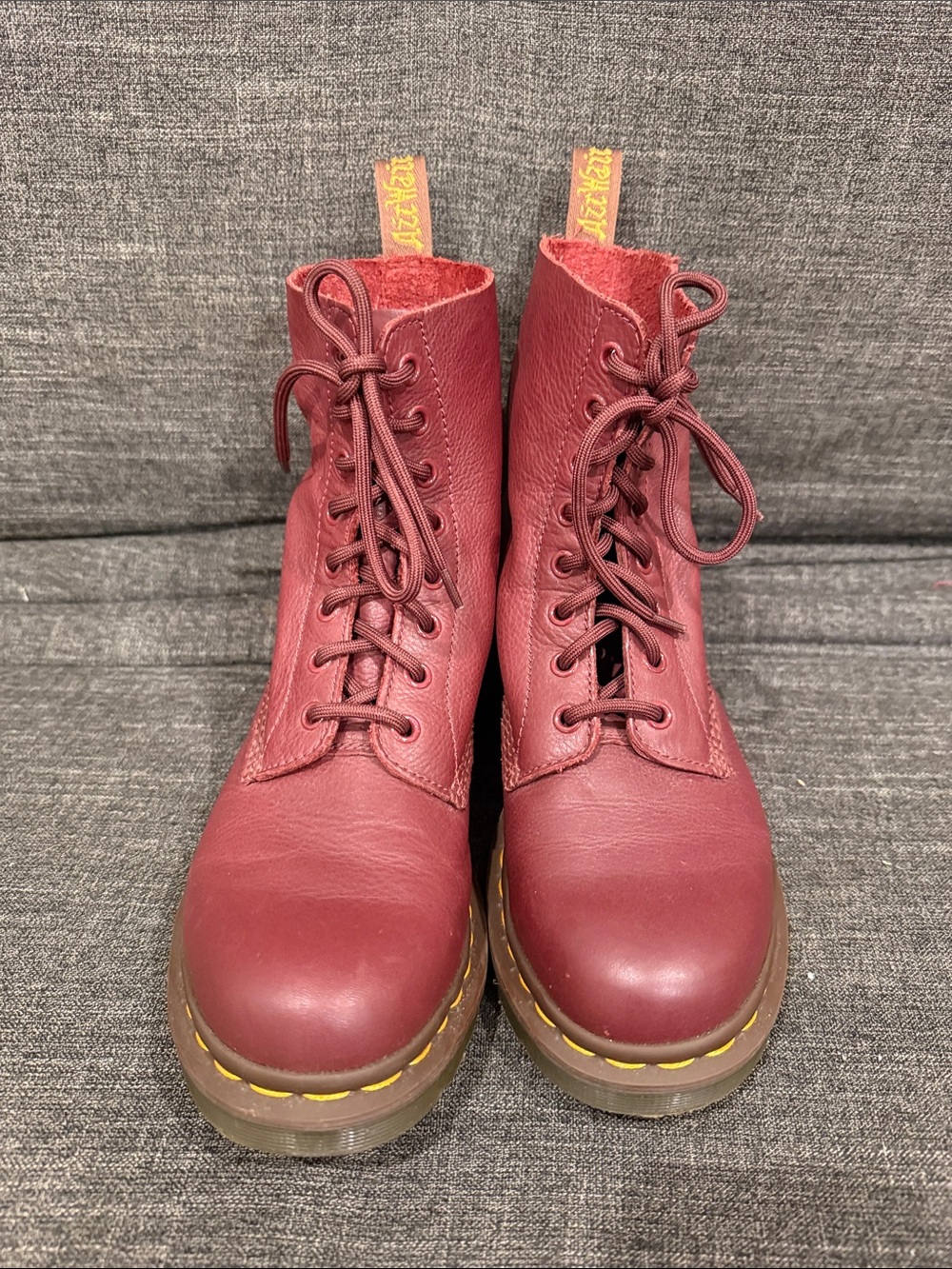 Dr. Martens Women's Burgundy Lace-Up Leather Boots